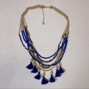Stella & Dot layered royal blue and gold necklace